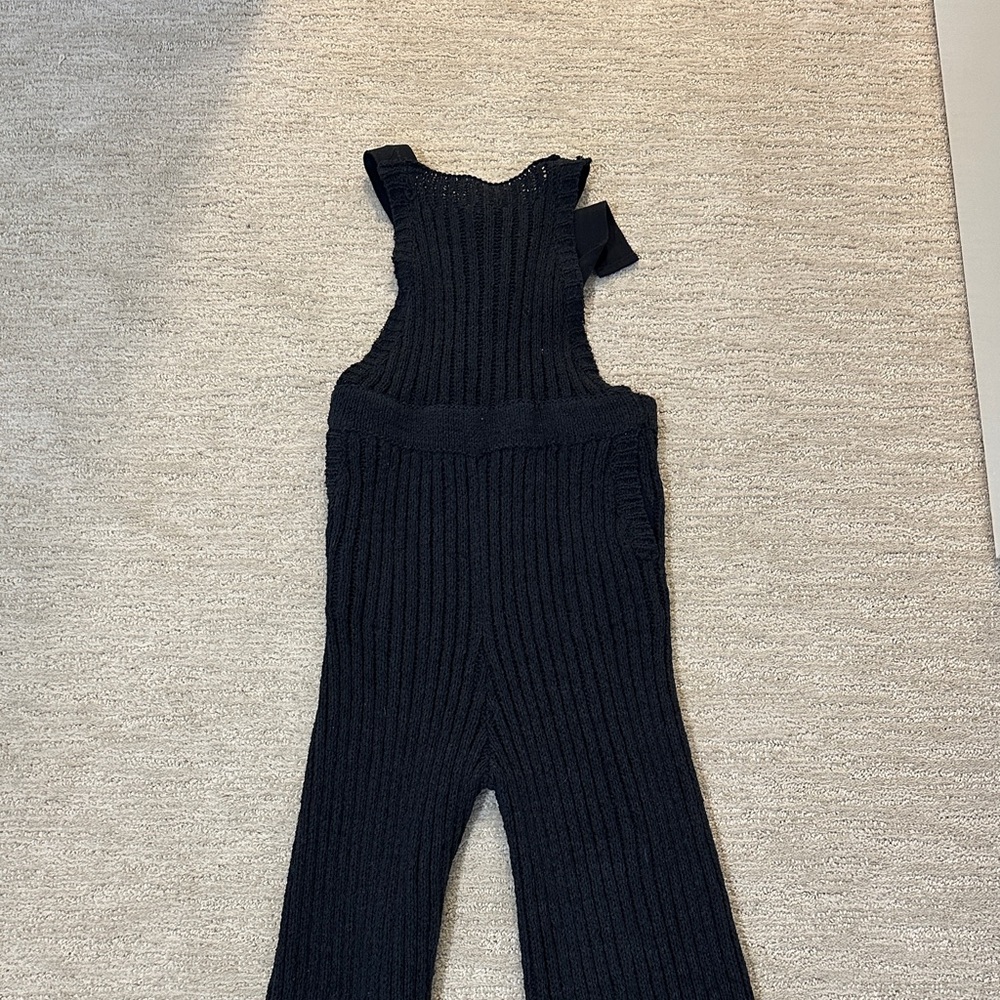 Navy Knit Overalls